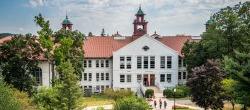 Aerial shot of College Hall.